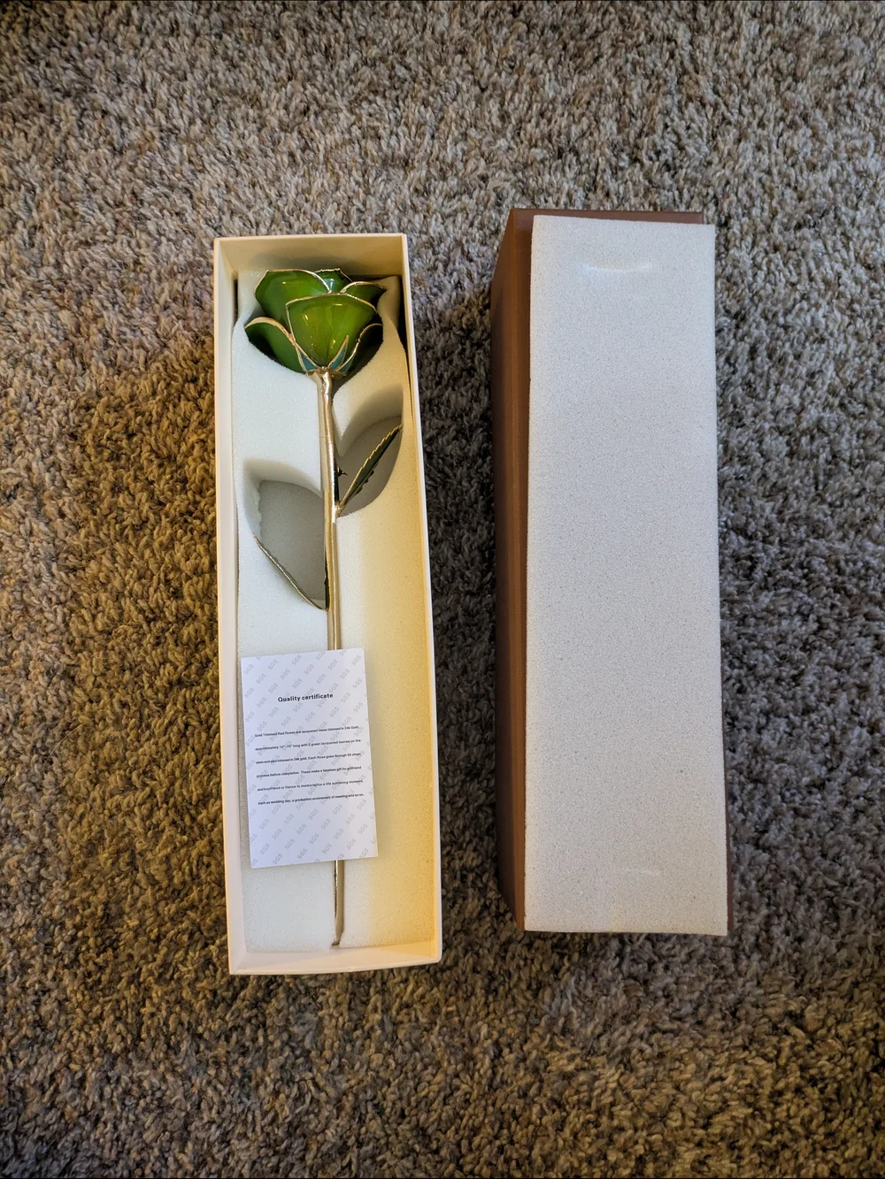 Forever Rose Green Lacquer And 24 Karat Gold Trimmed. Certificate Included.
